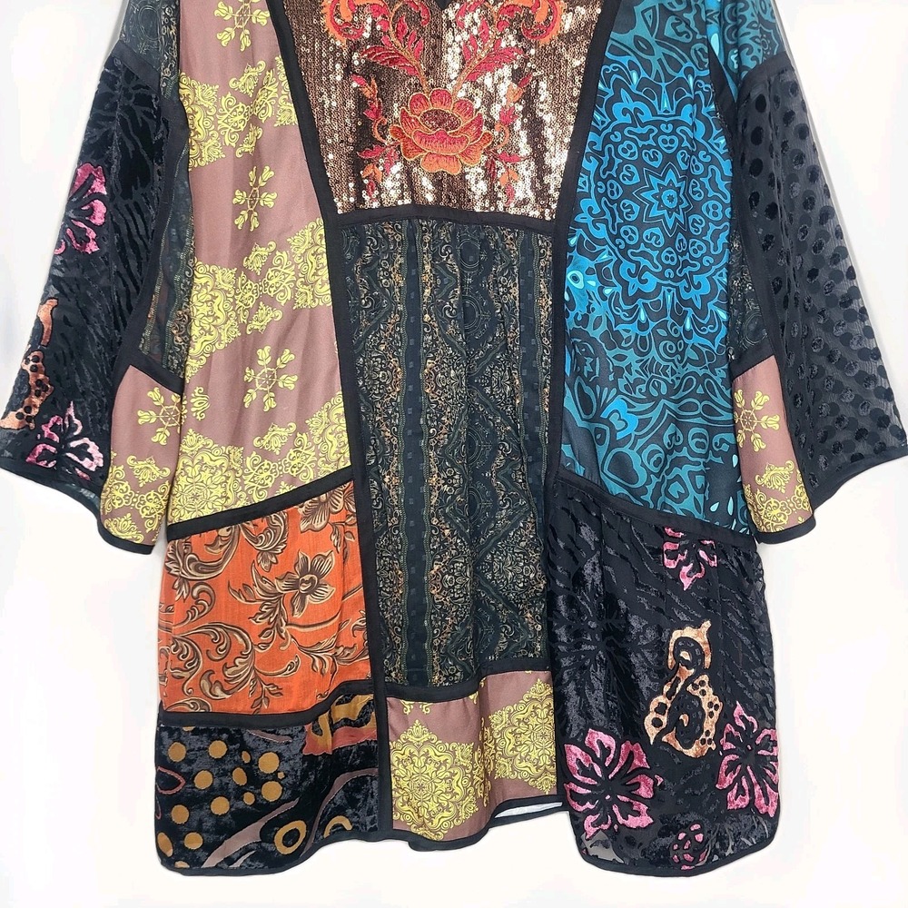 Soft Surroundings Adassa Tunic Dress Sequin Embroidered Burnout Artsy Boho 1X - Picture 4 of 6